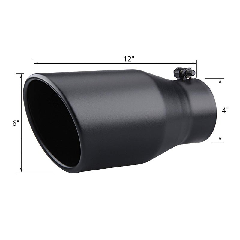 LCGP 4" inlet Diesle Exhaust Tip, 6" outlet, 12" Long Truck Tailtip, Rolled Angel Design, Polished Finished - Image 2